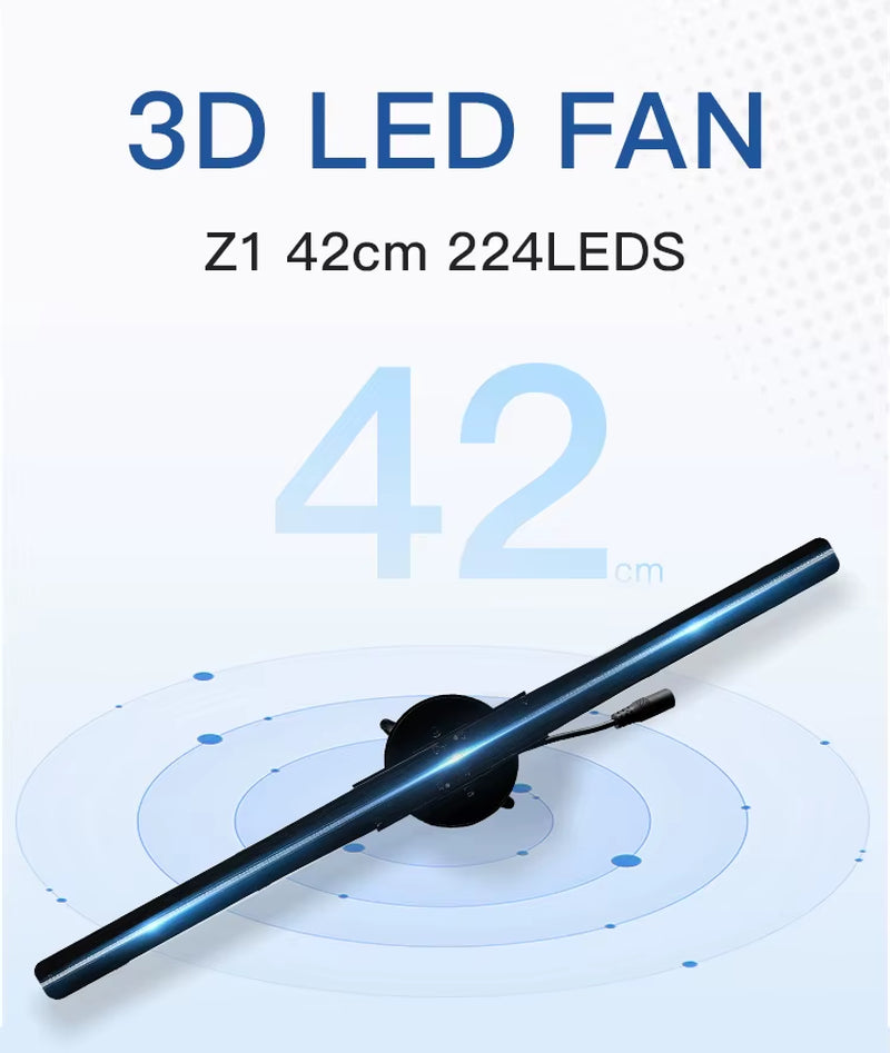 42Cm Hologram Projector 3D Holographic Display 3D Hologram Advertising Fan LED Advertising Player Hologram Fan