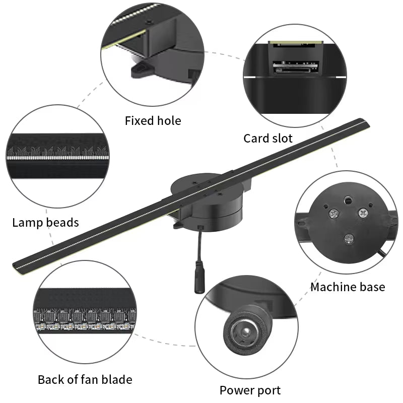 Naked Eye Stereo 3D Fan Hologram Delivery Fast 3D Holographic Fan Air Suspension 3D Hologram Advertising Display Led Fan
