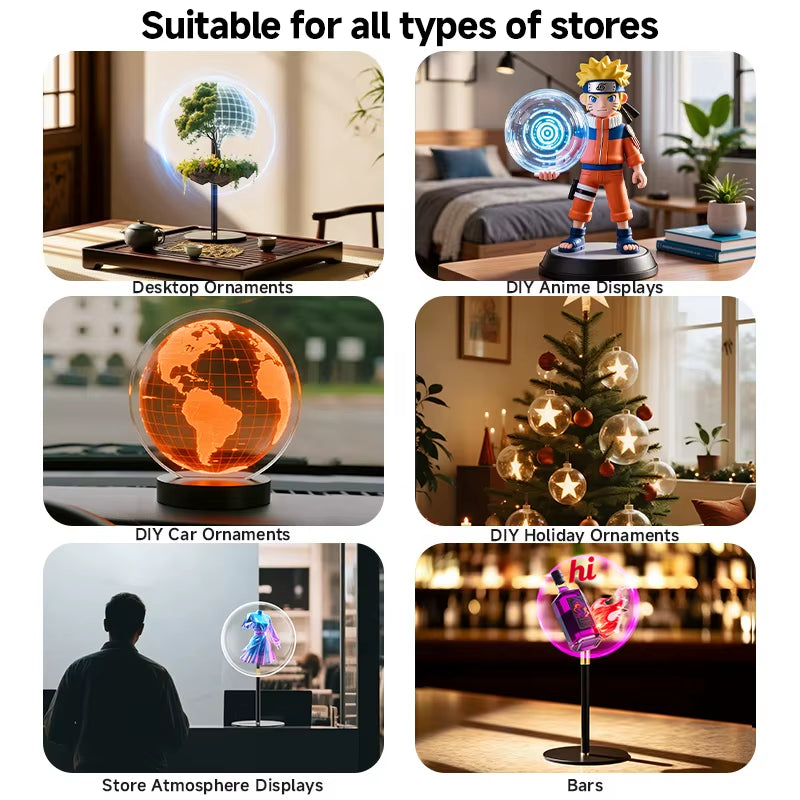 11CM Mini 3D Hologram Fan Ultra Clear High Resolution Holographic Projector Display for Advertising Digital Signage Billboard