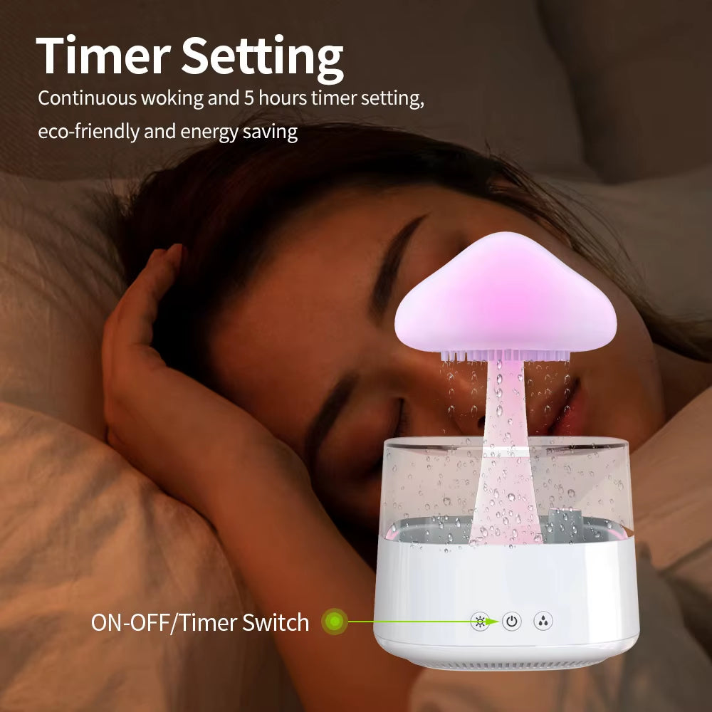 Water Drop 2 in 1 Humidifier Aroma Diffuser Rain Cloud Mushroom 7 LED Color Night Light Change Air Humidifier for Bedroom