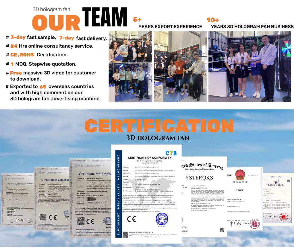 Naked Eye Stereo 3D Fan Hologram Delivery Fast 3D Holographic Fan Air Suspension 3D Hologram Advertising Display Led Fan