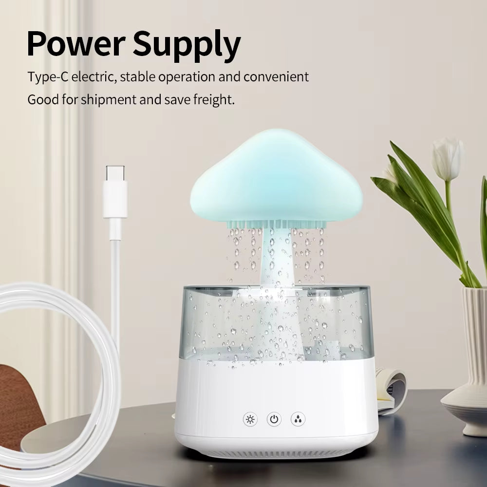 Water Drop 2 in 1 Humidifier Aroma Diffuser Rain Cloud Mushroom 7 LED Color Night Light Change Air Humidifier for Bedroom
