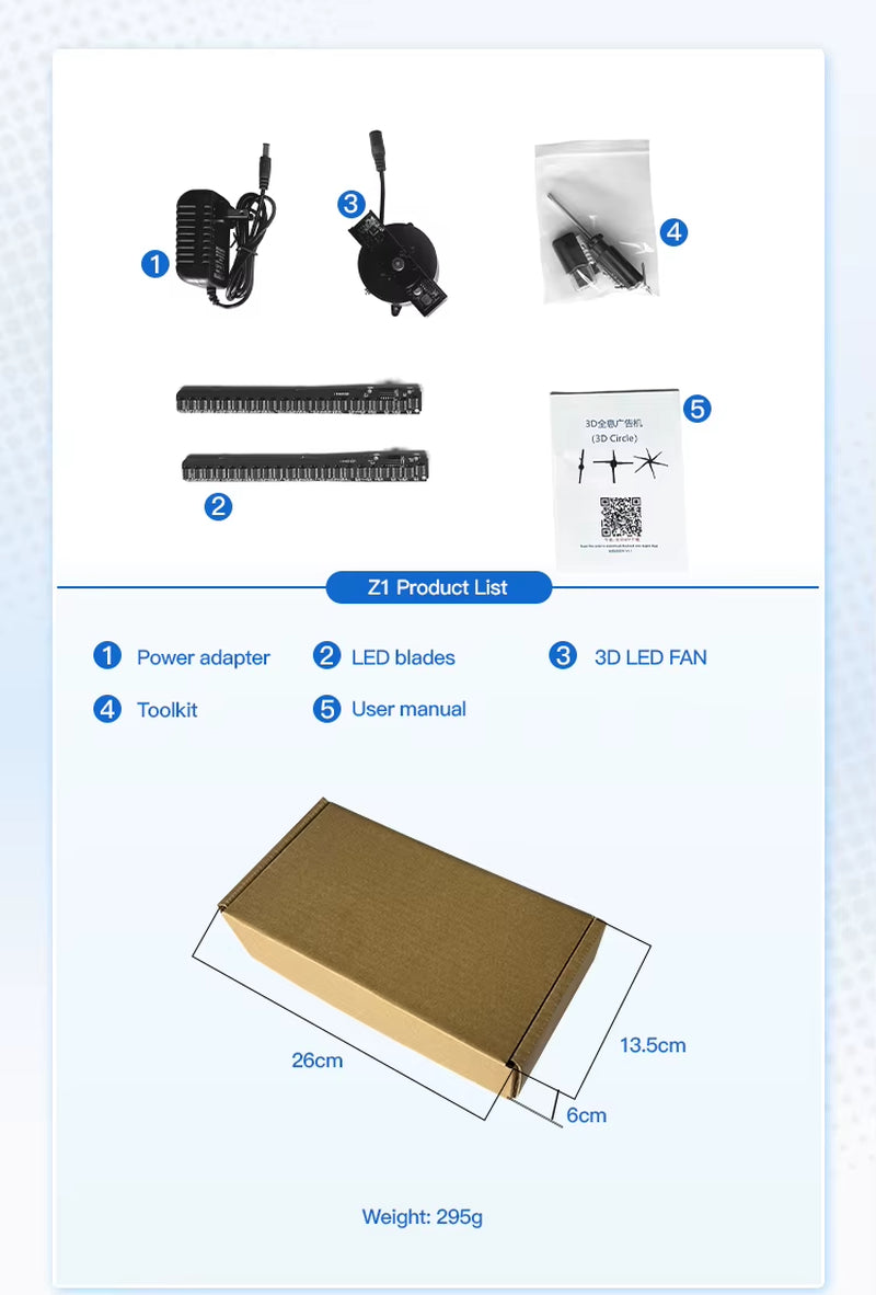 42Cm Hologram Projector 3D Holographic Display 3D Hologram Advertising Fan LED Advertising Player Hologram Fan