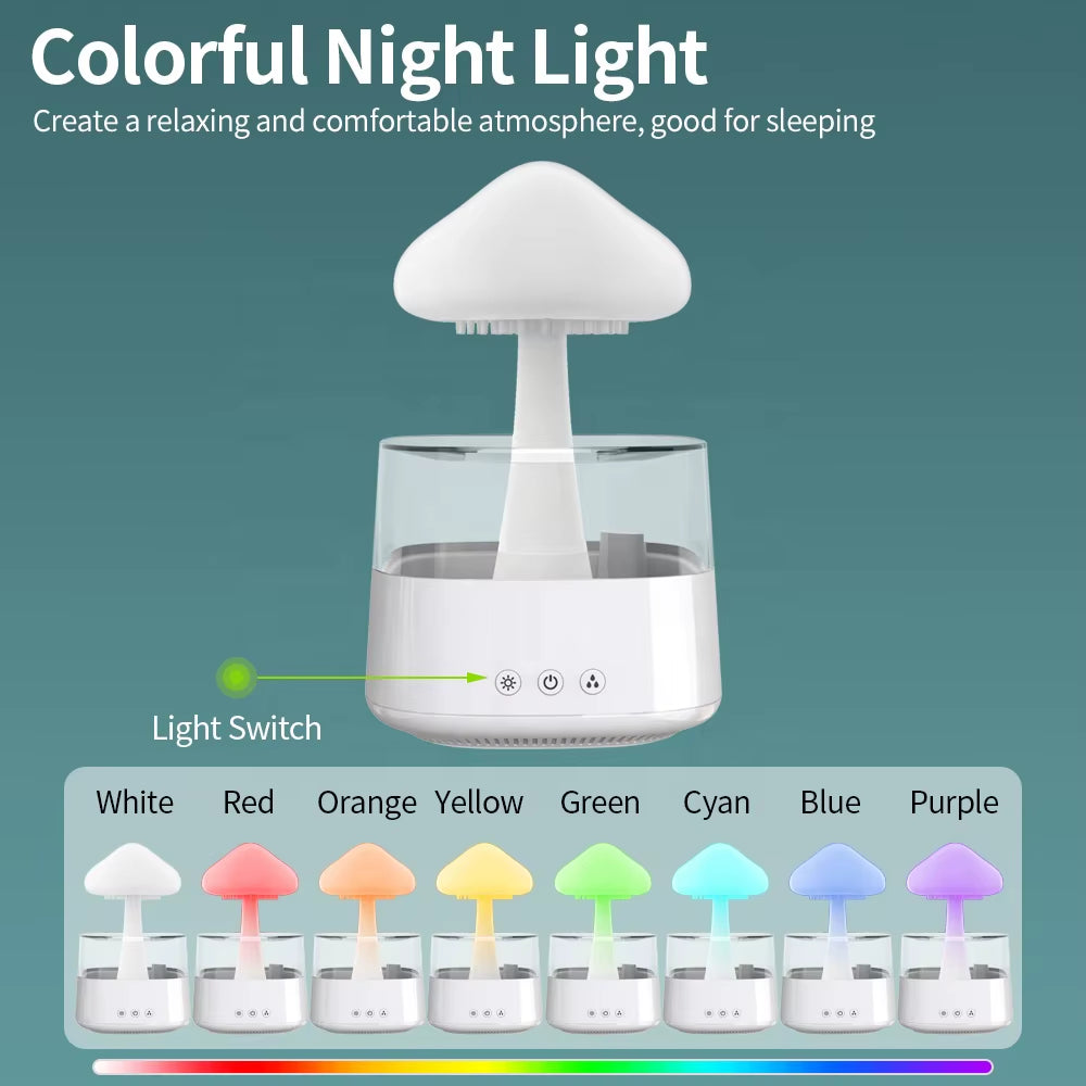 Water Drop 2 in 1 Humidifier Aroma Diffuser Rain Cloud Mushroom 7 LED Color Night Light Change Air Humidifier for Bedroom